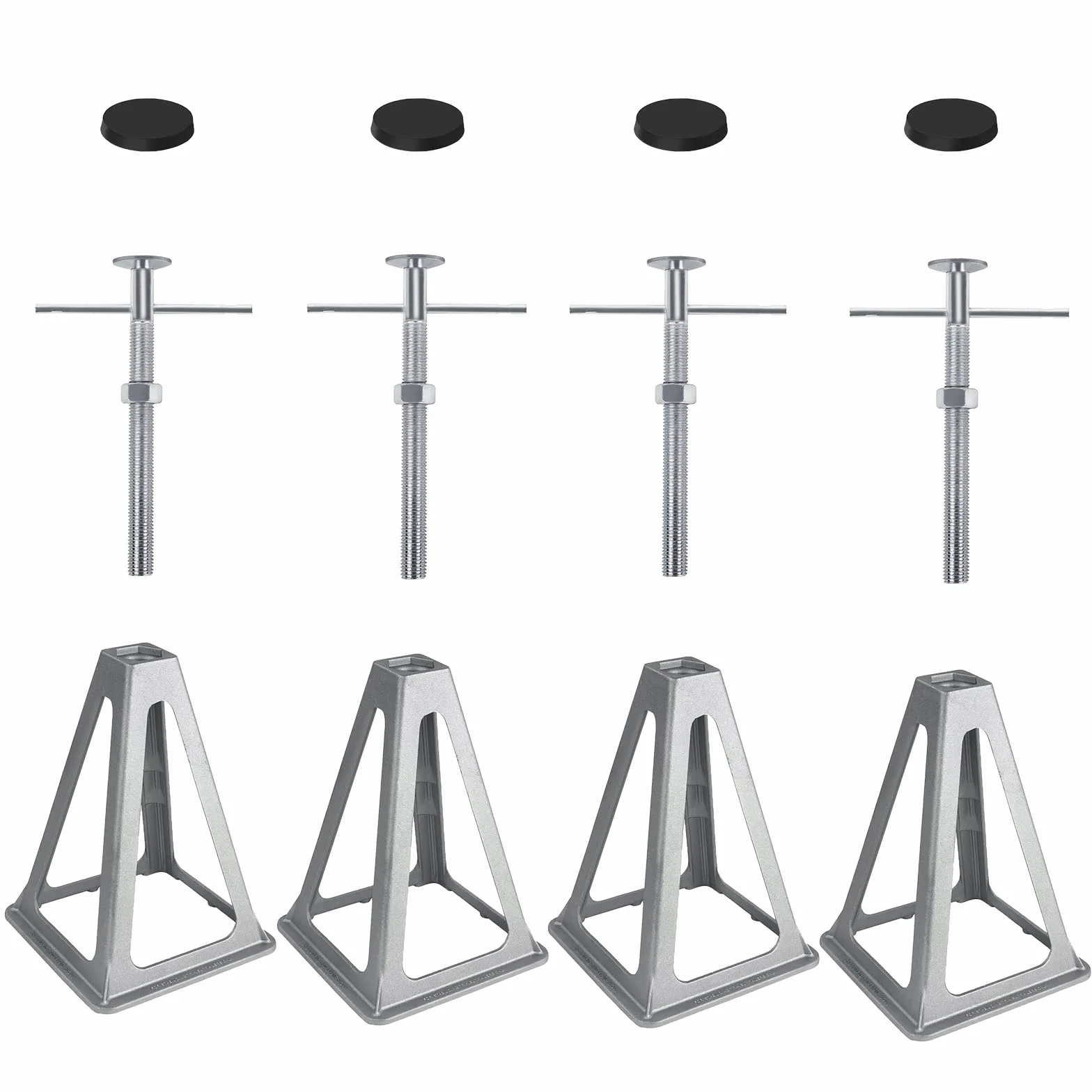 UISEBRT Soporte de Soporte para Caravana, en altura regulable, Soporte de Apoyo para caravanas, accesorios para caravanas, Aluminio, hasta 1000 kg por soporte, juego de 4 unidades