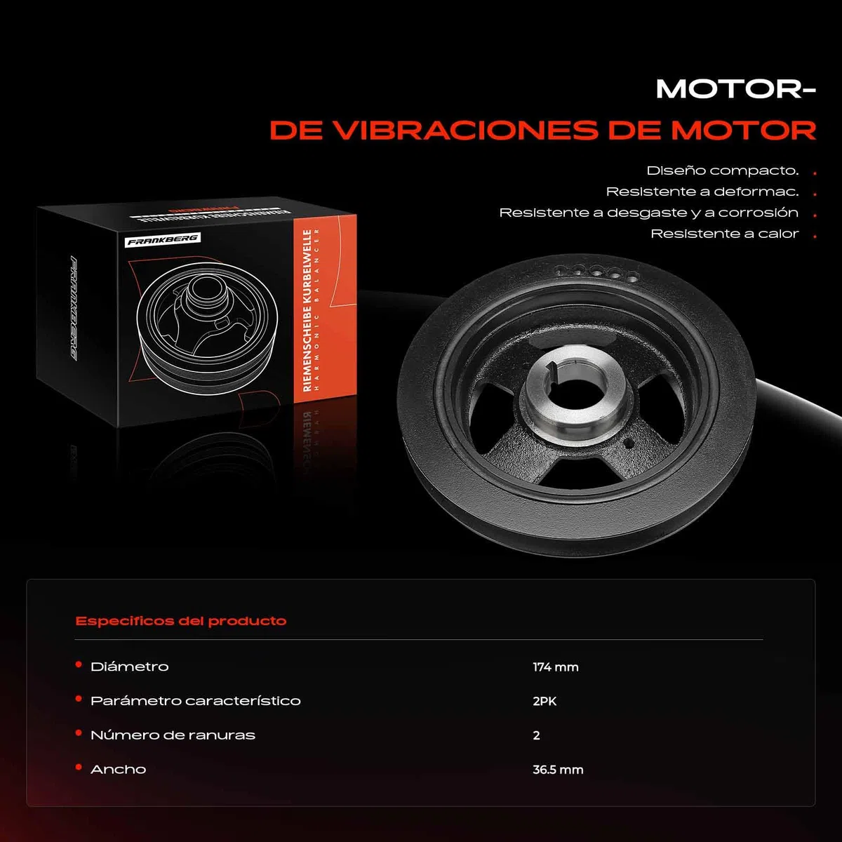 Frankberg Polea de correa del cigüeñal Compatible con Almera II N16 Almera II Hatchback N16 Almera Tino V10 Primera P12 Primera Hatchback P12 Primera Touring WP12 Replace# 12303AD201