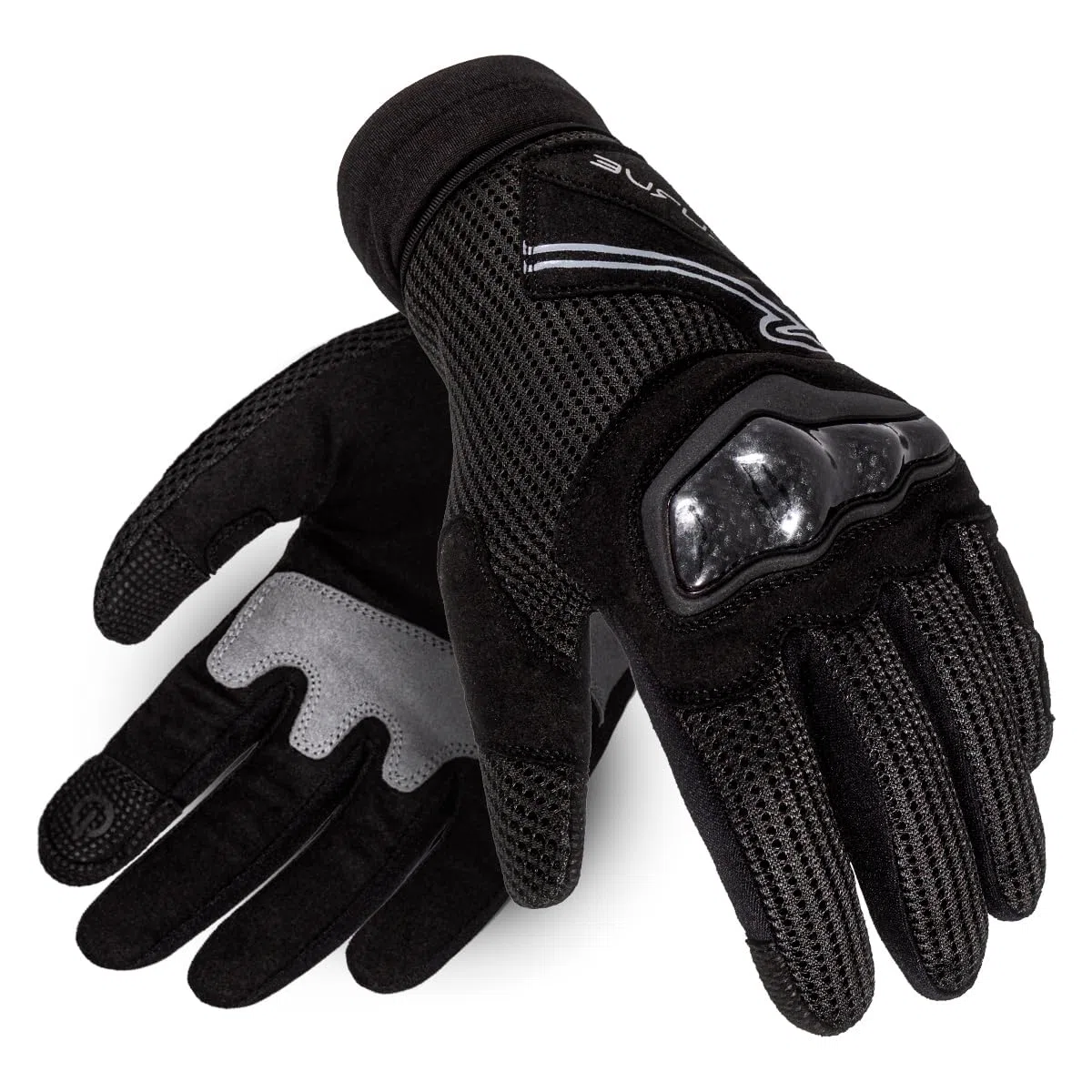 CURVE Guantes Moto Zircon Vented, Negros, Cortos, Transpirables, Protección en los Nudillos de TPU, Uso Pantalla táctil, Adultos, Hombre, Mujer, CE, homologados