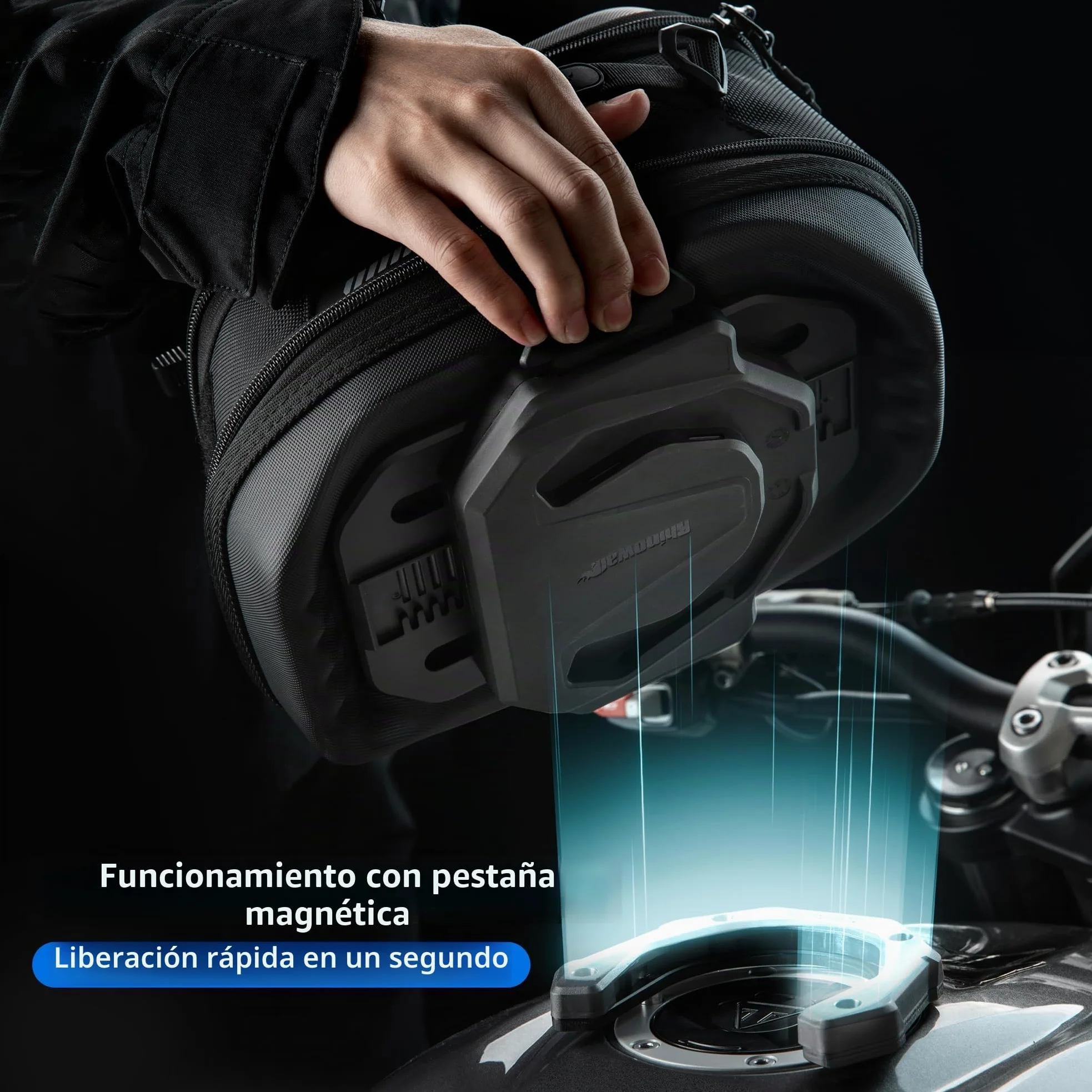 Rhinowalk Bolsa magnética de Tanque de Motocicleta Quick Release 5-6.5L Capacidad Ampliable Bolso de Tanque de Motocicleta con protección contra la Lluvia