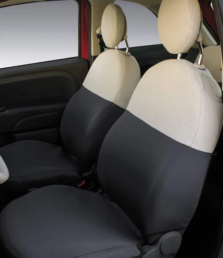 Cora Fundas de Asiento Delanteras Personalizadas Fiat 500 07> Gris/Crema