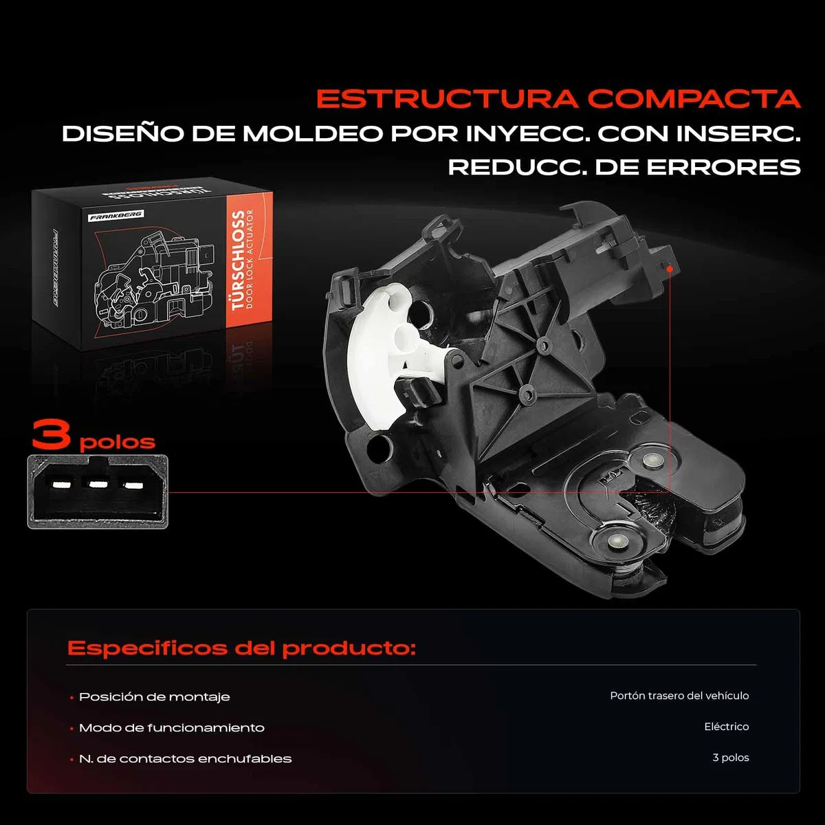 Frankberg 1x Cerradura del Portón Trasero Maletero Compatible con A4 Avant 8ED B7 Familiar 1.6L-4.2L 2004-2008 A6 Allroad 4FH C6 Familiar 2.7L-4.2L 2006-2008 Sustituir# 8P4827505C