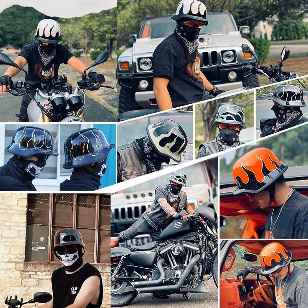 Vintage Medio Casco Moto Alemana, Cascos Abiertos Retro, Gorra Mujer Hombres Adultos con Hebilla de Liberación Rápida Ajustable, Scooter Crucero Bicicleta, 57~64cm Aprobados ECE