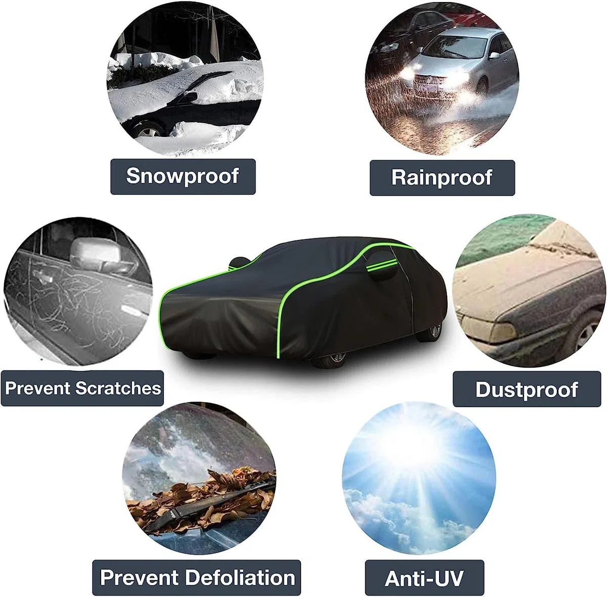 Funda Coche para Renault 5 E-Tech （2024-2025）,Resistente Al Sol, A La Lluvia, Al Polvo,con Cremallera y Cordón Resistente Al Viento