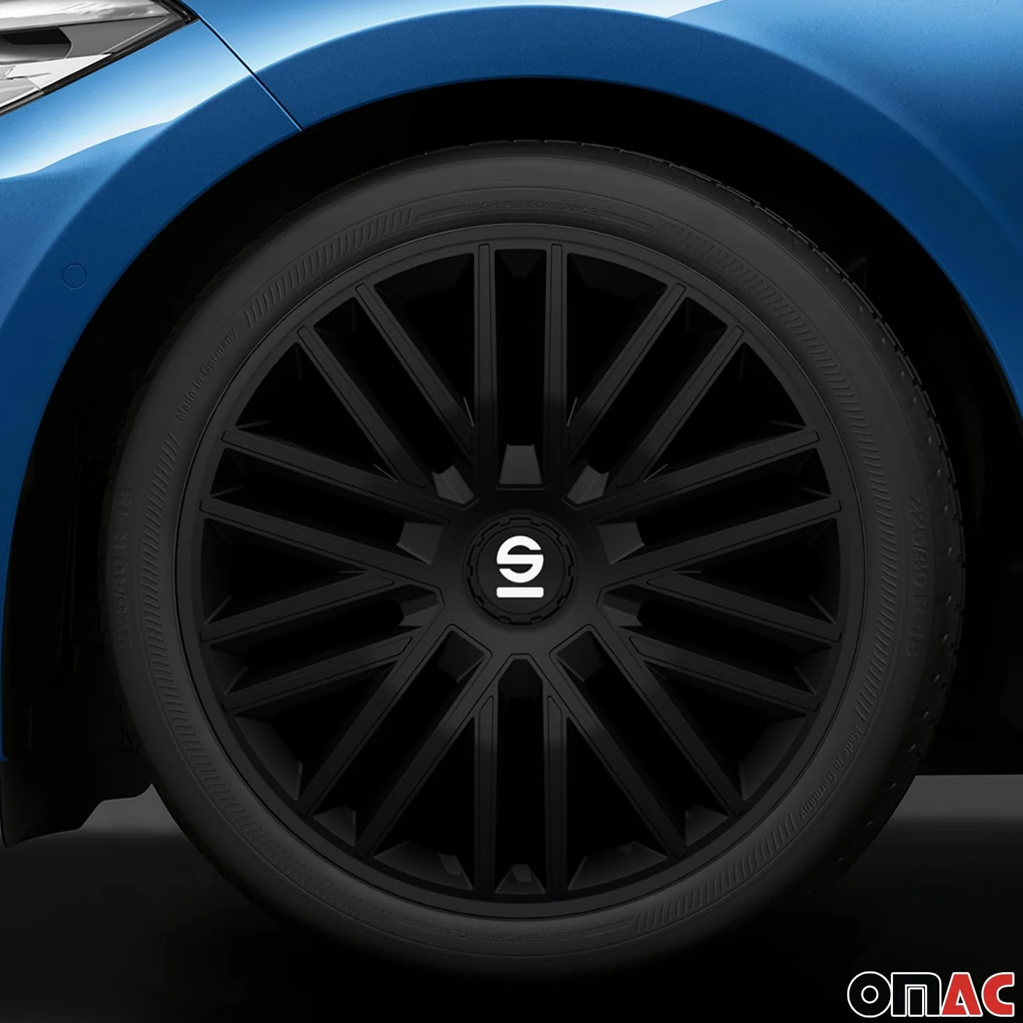 SPARCO Tapacubos 16" pulgada Kit negro Embelecedores De Rueda Juego de tapacubos SPC1685BK