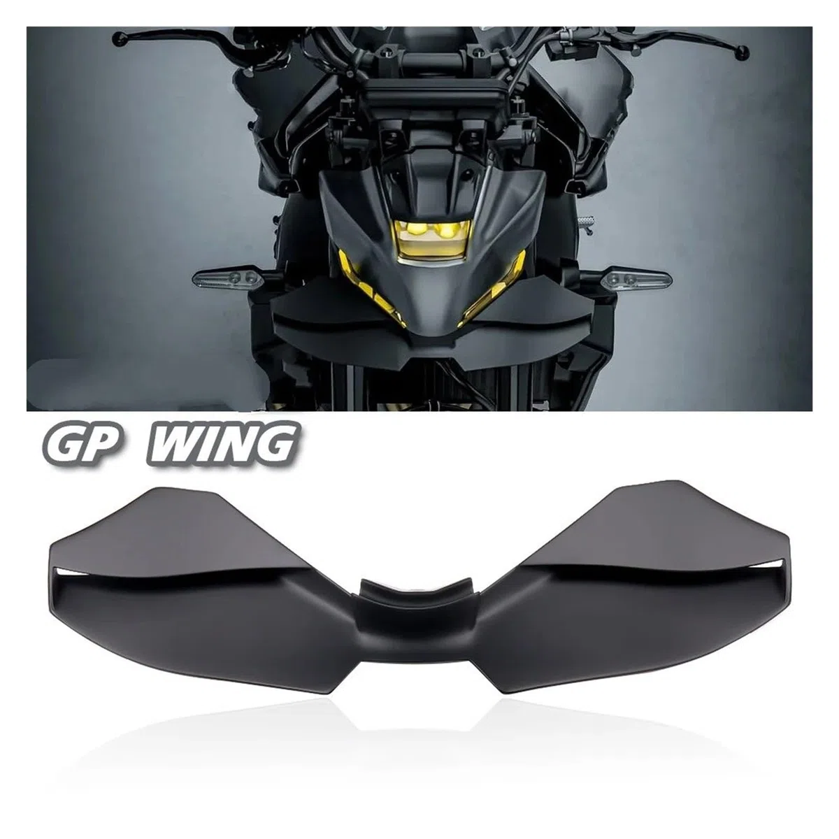 Alerón Motocicleta para MT-09/SP GP para MT09 Gen 4 2024 2025 Wing Downforce Naked Spoilers Frontales Spoiler Delantero Borde Inferior(Negro)