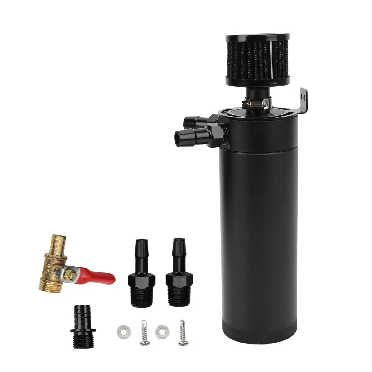 Lata De Captura De Aceite Universal De 2 Puertos, Separador De Aceite Del Tanque De Depósito De Aceite, Kit De Lata De Captura De Aceite Con Filtro De Ventilación Para Motor De Camión De Coche