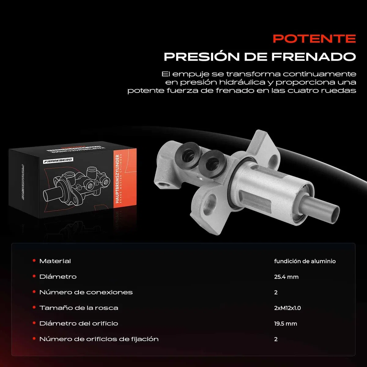 Frankberg Bomba de freno Cilindro de freno Compatible con A4 8E2 2.0L A4 Avant 8E5 1.9L A4 Avant 8E5 2.0L P.a.s.s.a.t Variante 3B6 1.9L Exeo ST 3R5 2.0L Replace# M630482