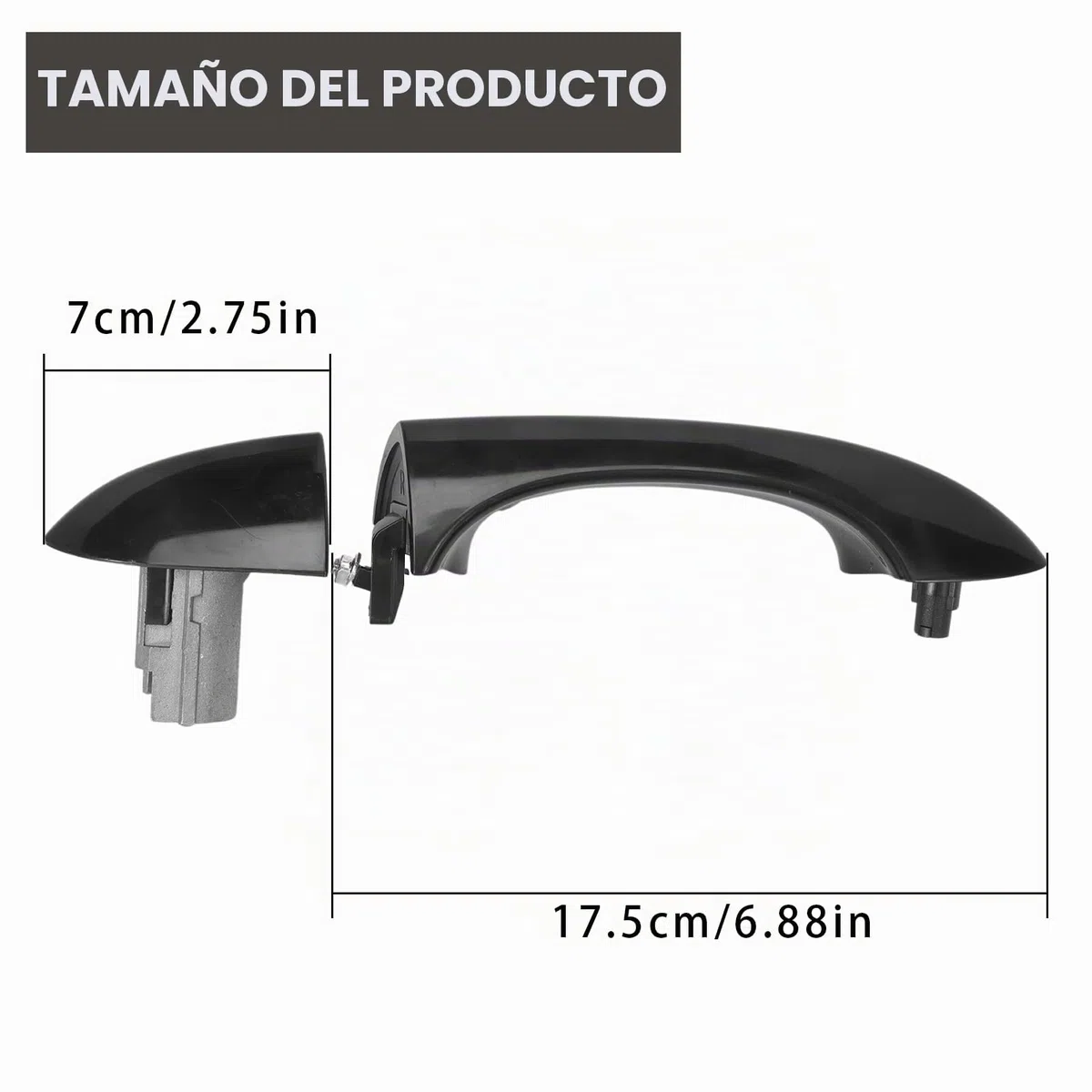 Mecanismo de tirador de puerta exterior compatible con X5 E53 (1999-2006) delantero derecho (lado del pasajero) negro 8 cm de ancho