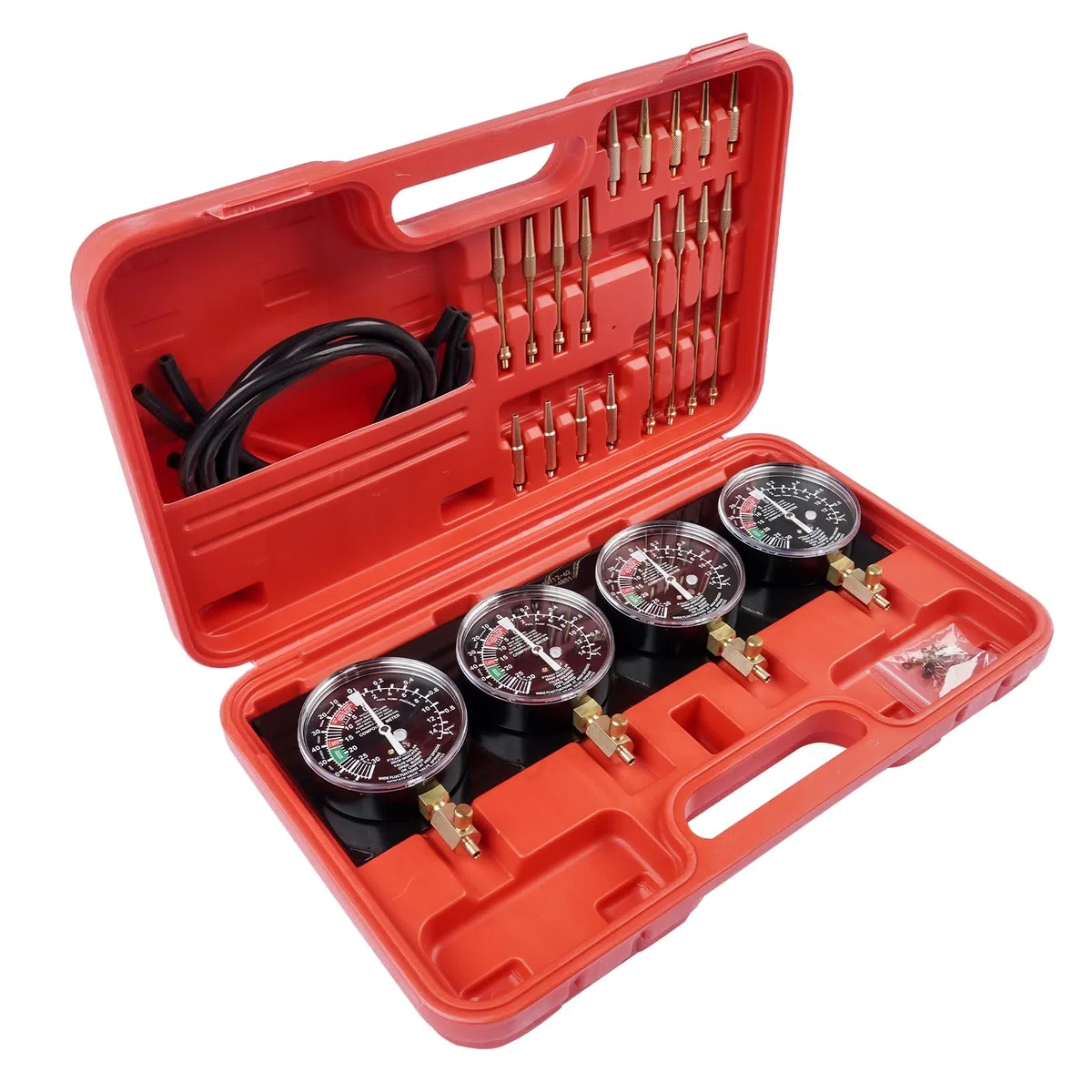 1Set comprobador sincronizador carburador Metal Rojo 4 Relojes sincronizadores comprobador sincronizador