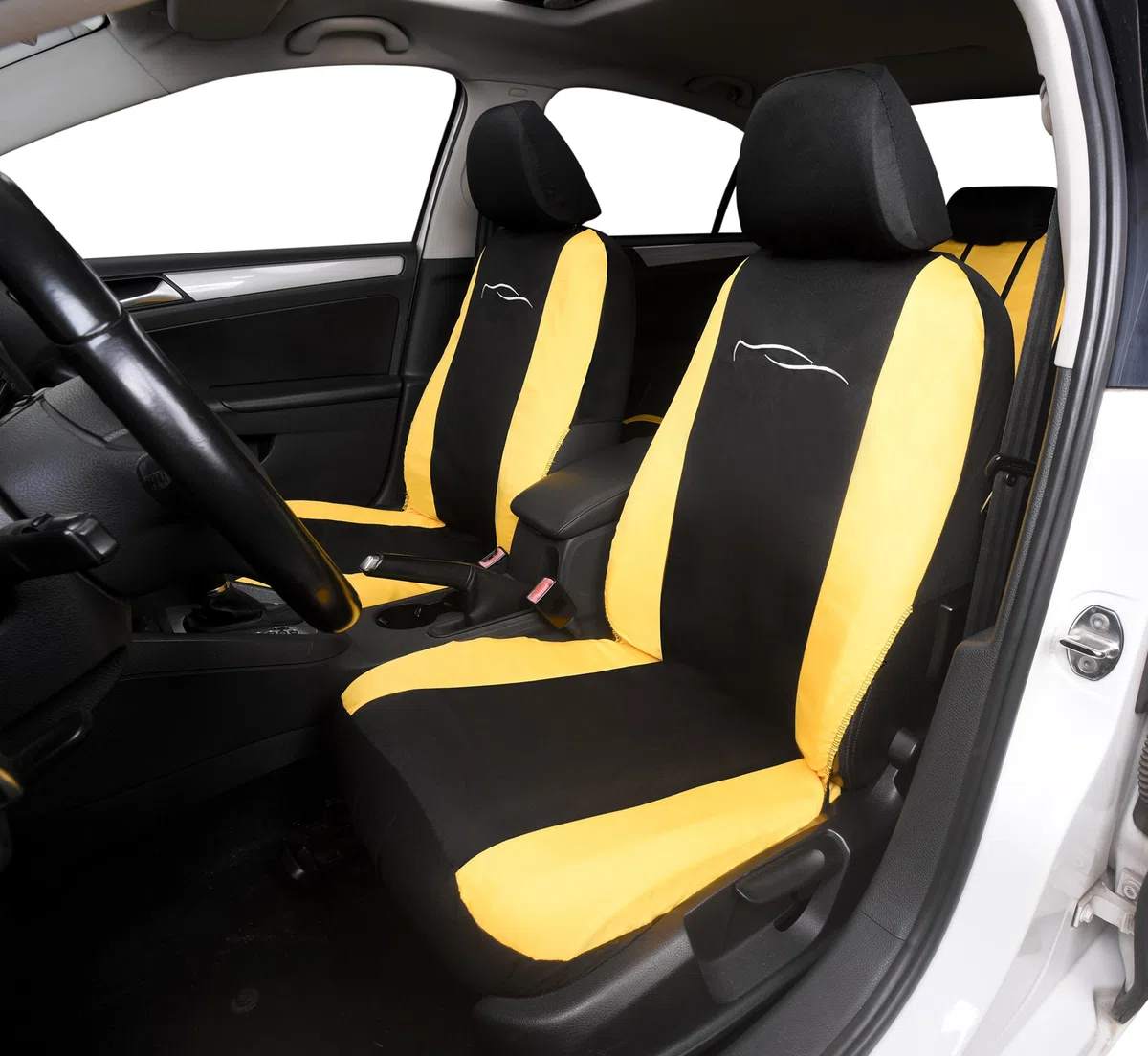 Auto Accessori Lupex - Juego de 9 Fundas universales para Asientos de Coche, Color Negro y Amarillo – Fundas Protectoras para Asientos Delanteros y Traseros, compatibles con berlinas y utilitarios