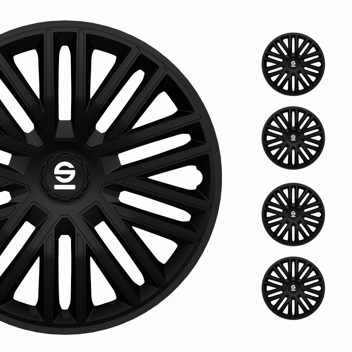 SPARCO Tapacubos 16" pulgada Kit negro Embelecedores De Rueda Juego de tapacubos SPC1685BK