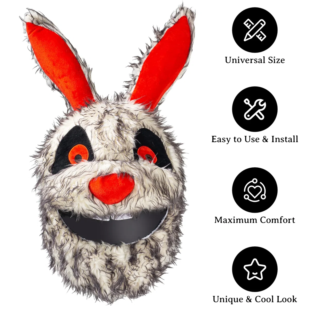 Funda para casco de motocicleta, divertida decoración de casco, paseos divertidos y regalos (animal de peluche, conejo loco)