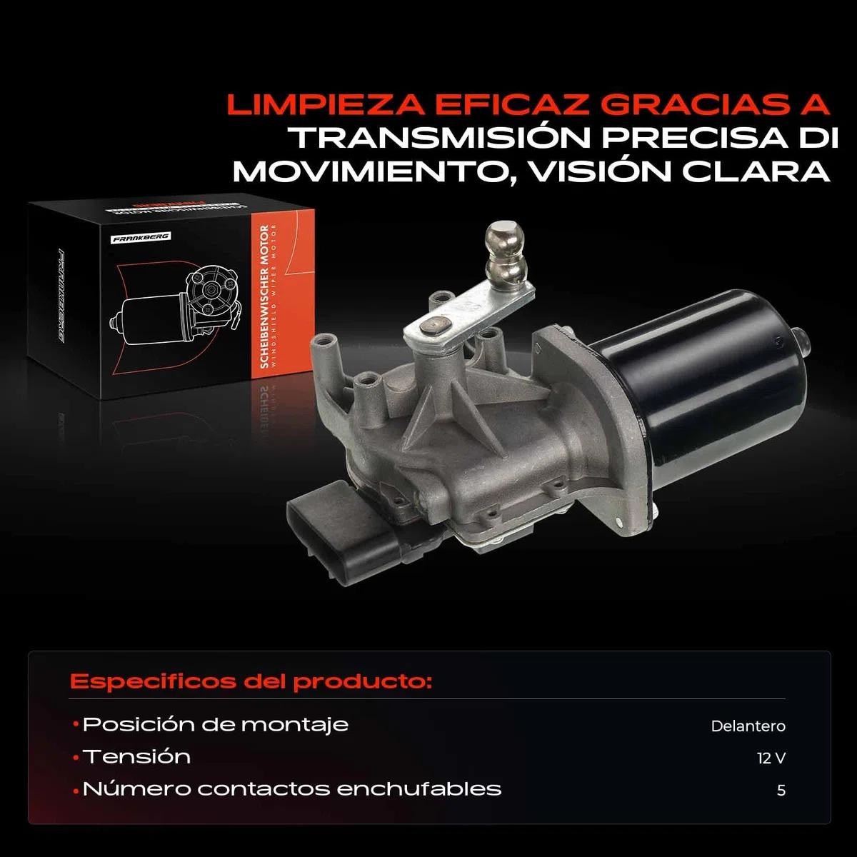 Frankberg Motor limpiaparabrisas Motor limpiaparabrisas Compatible con Ducato Furgoneta 250 Ducato Bus 250 Boxer Bus Jumper Bus Ducato Plataforma/Chasis 250 Replace# TGE521AM