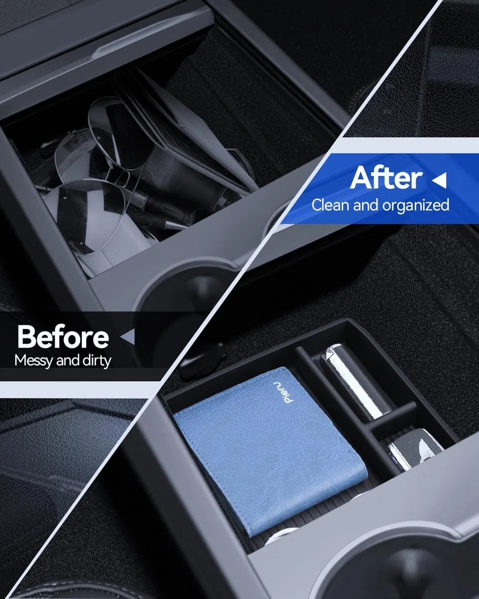 5 Pcs Accesorios para Tesla Model 3 2024-2026 Organizador de Consola Central, Bandeja de Silicona, Caja de Almacenamiento para Reposabrazos, Caja Oculta y Portavasos