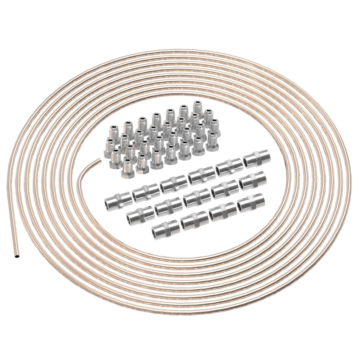 AUPROTEC 10m Tubo de Freno Ø 4,75 mm Cobre-Níquel Kit + 30 uniones roscadas + 15 Conectores M10 x 1 DIN 74 234 Juego de Tubos de Cuproníquel y Accesorios de Frenos para DIN Flare F
