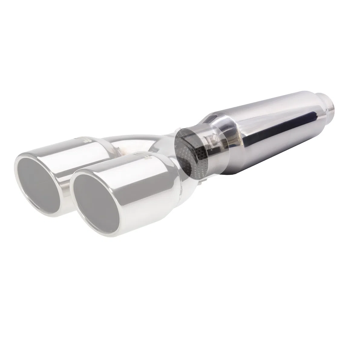 Simoni Racing ESR8 - Silenciador deportivo universal, salida redonda recta, silenciador recto para coche, acero inoxidable, longitud 305 mm