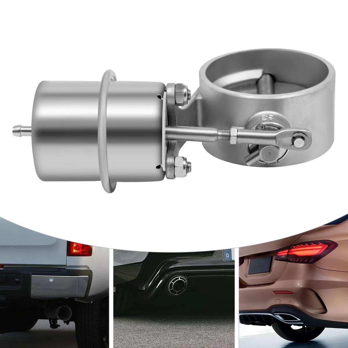 Válvula de escape de acero inoxidable, válvula de escape eléctrica, kit de mando a distancia cerrado al vacío, válvula de tubo de escape de 2,5 pulgadas, 63 mm.
