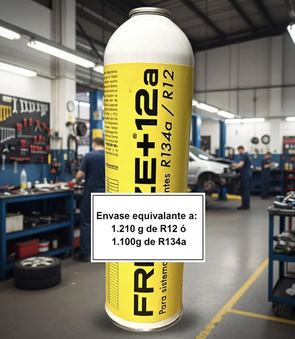 Gas Refrigerante Orgánico Freeze +12A, Pack 2 Envases, 420g por Envase, Compatible con Sistemas R134a/R12, para Aire Acondicionado de Automóviles, Uso Profesional