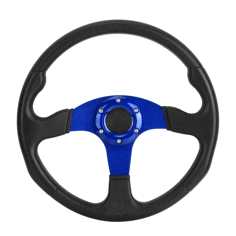 Tbest Volante, Volante, 350Mm Volante Plano350Mm14In Racing Car Sport Volante Deep Dish 6 Tornillos Universal Modificado Accesorionegro (Azul)