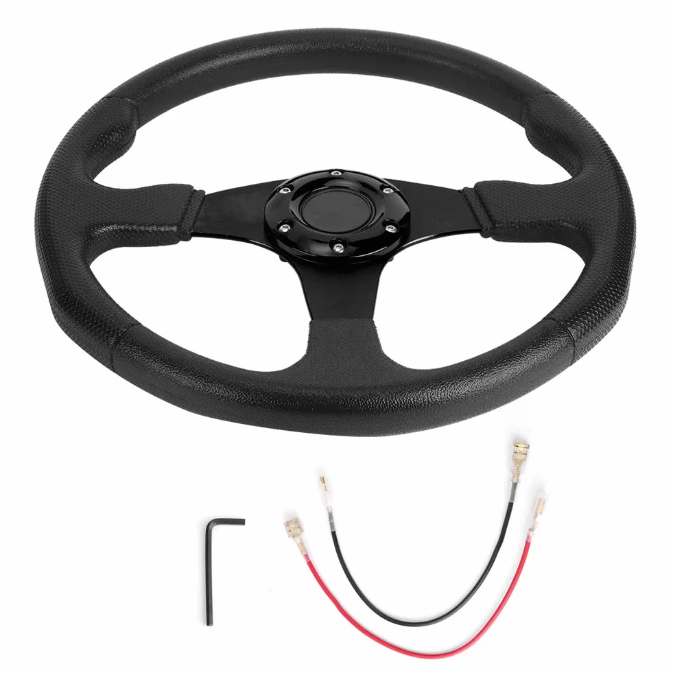 Coche de Carreras de 350 Mm y 14 Pulgadas, Plato Profundo de la Rueda, Volante Deportivo de 6 Pernos, Dirección Deportiva, Accesorio Modificado Universal Plano de 350 Mm, Negro (Negro)