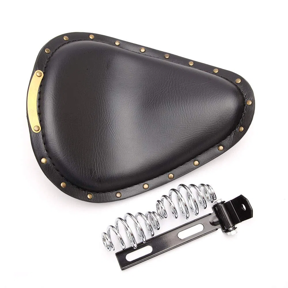 Asientos para moto, Negro asiento individual de cuero con resorte, para Sportster Forty-Eight 48 XL883 1200 Chopper Custom