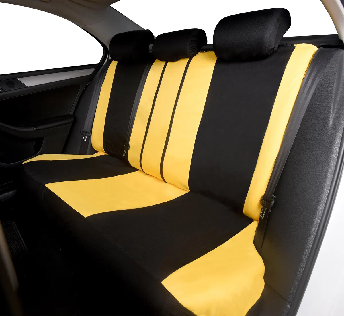Auto Accessori Lupex - Juego de 9 Fundas universales para Asientos de Coche, Color Negro y Amarillo – Fundas Protectoras para Asientos Delanteros y Traseros, compatibles con berlinas y utilitarios