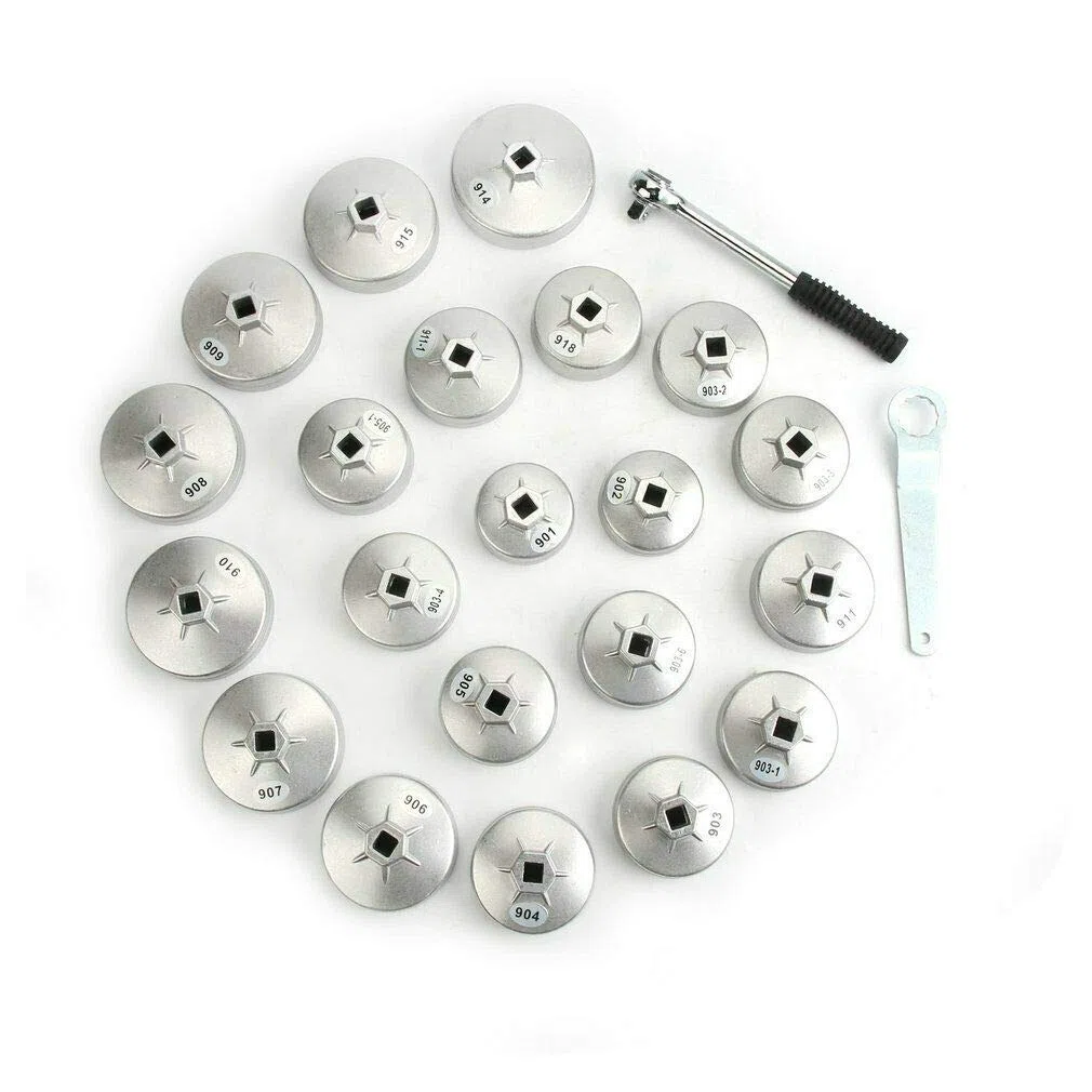 JOMAFA JUEGO DE LLAVES PARA FILTROS DE ACEITE DE ALUMINIO, 23 PIEZAS KIT HERRAMIENTAS PARA QUITAR FILTROS ACEITE SEGURO - 10516
