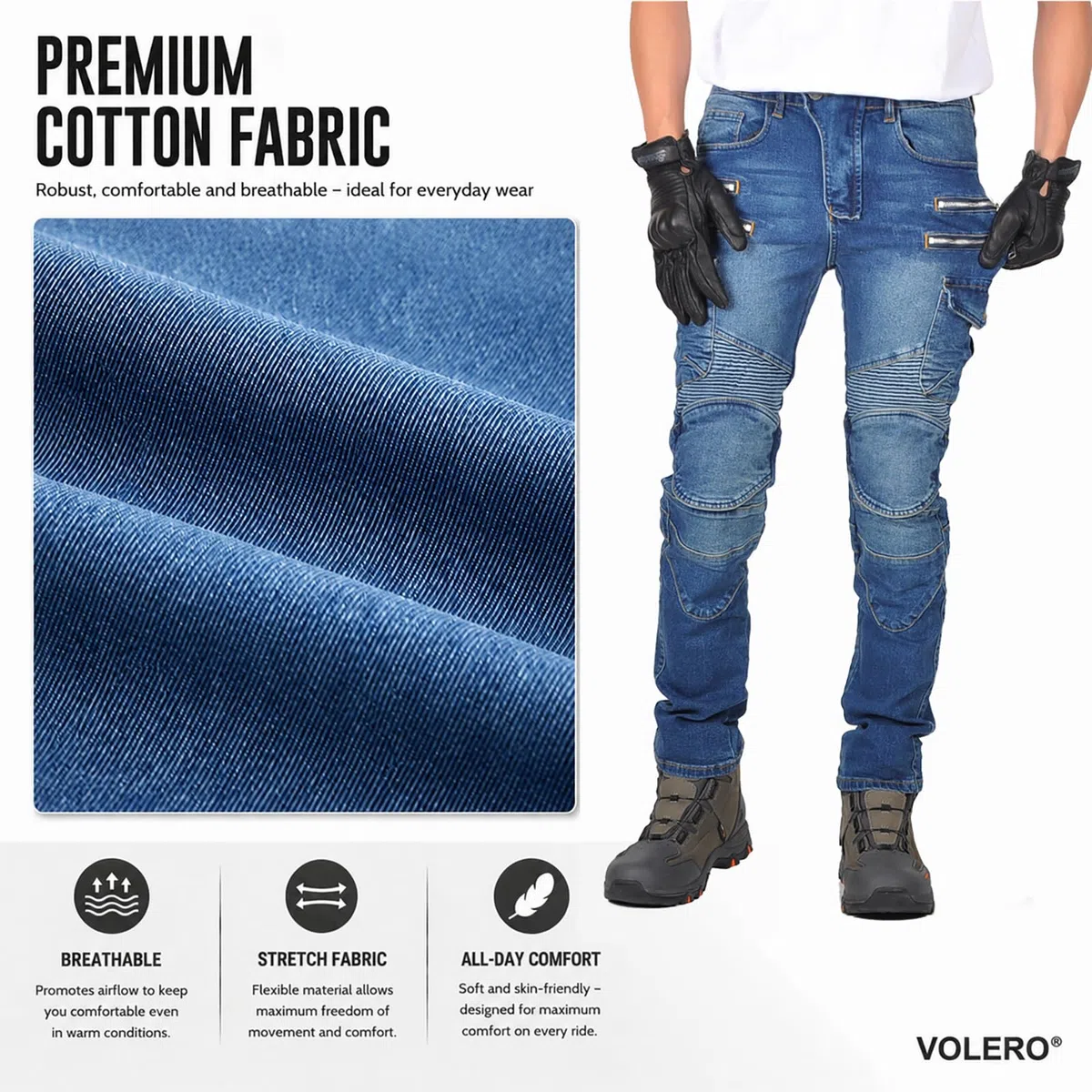 Pantalón Moto Hombre Vaquero Stretch, Pantalones Vaqueros Moto Hombre, Jeans Moto Hombre Cargo Multibolsillos,Denim Elástico Cómodo para Uso Diario y Conducción, Urbano 4 Estaciones