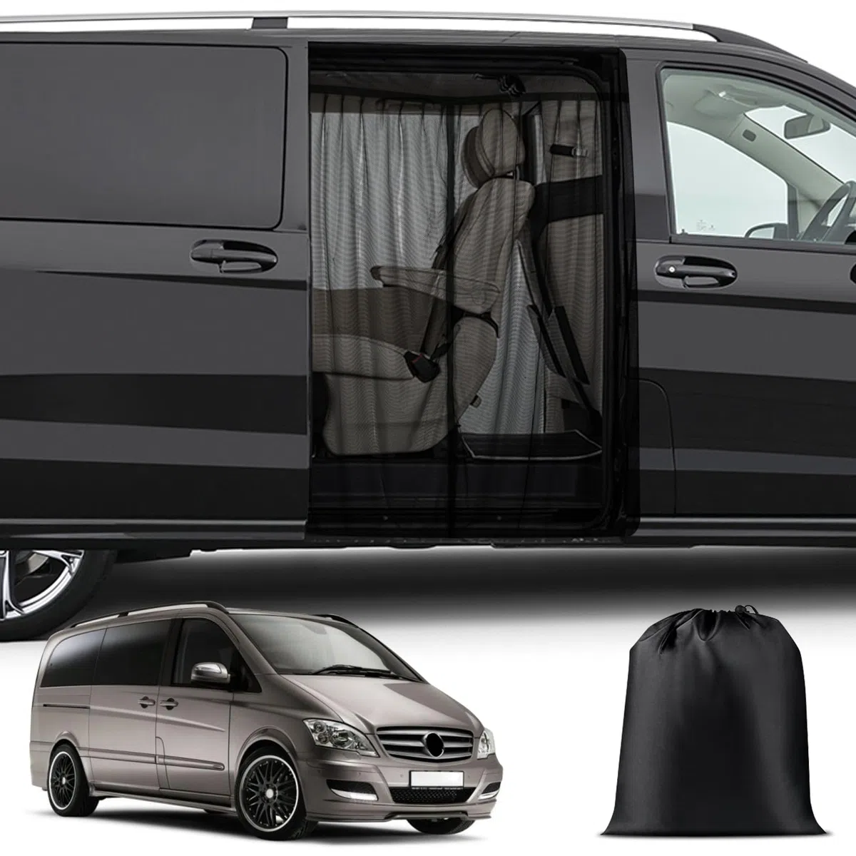 ZWPARTS Mosquitera Magnética Personalizada para Mercedes-Benz V-Class/Viano W638 W639 Vito W447 Marco Polo para Puerta Corrediza, Mosquitera para Furgoneta para Puerta Corrediza