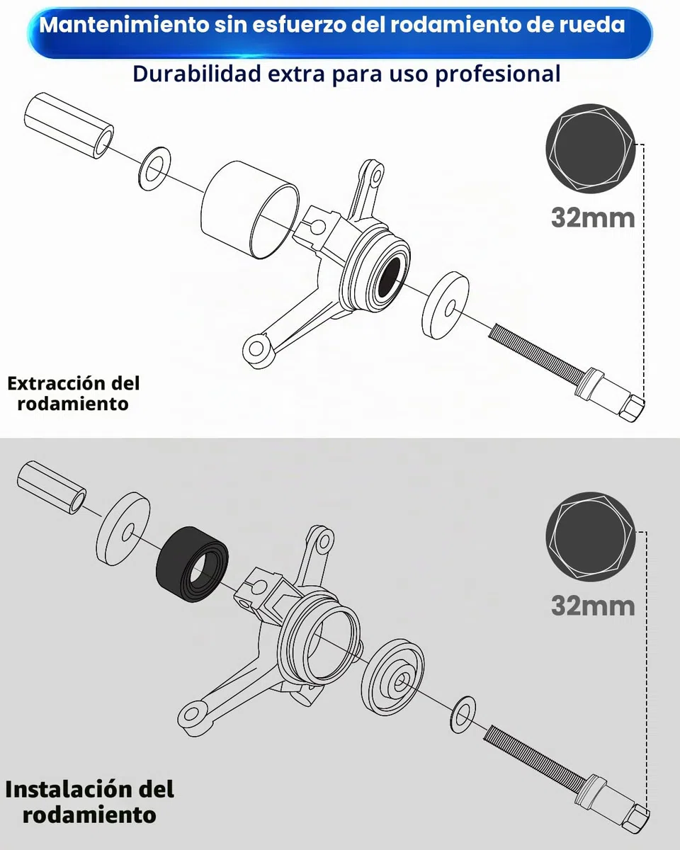 ATPEAM Juego de Herramientas Extractor de Rodamientos de 19 Piezas, Kit Universal para Extracción de Cojinetes de Rueda, Compatible con Volkswagen, Audi, BMW, Ford, Opel, Toyota