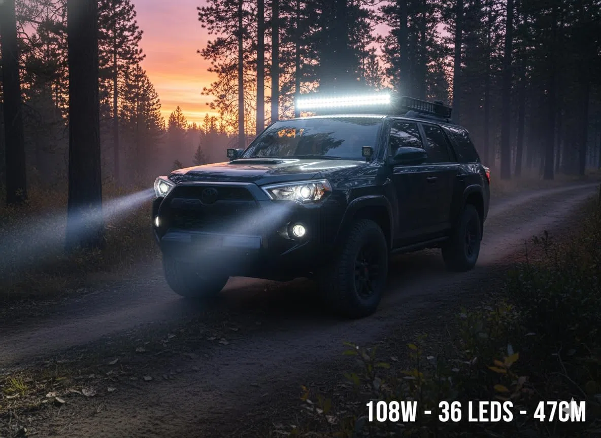 Goodyear - Barra LED 18.5 Pulgadas 108W para Coche y Camión 12V/24V, 7560 Lúmenes, 36 LED, Luz Blanca 6500K, IP67, Aluminio, Iluminación Auxiliar Off Road