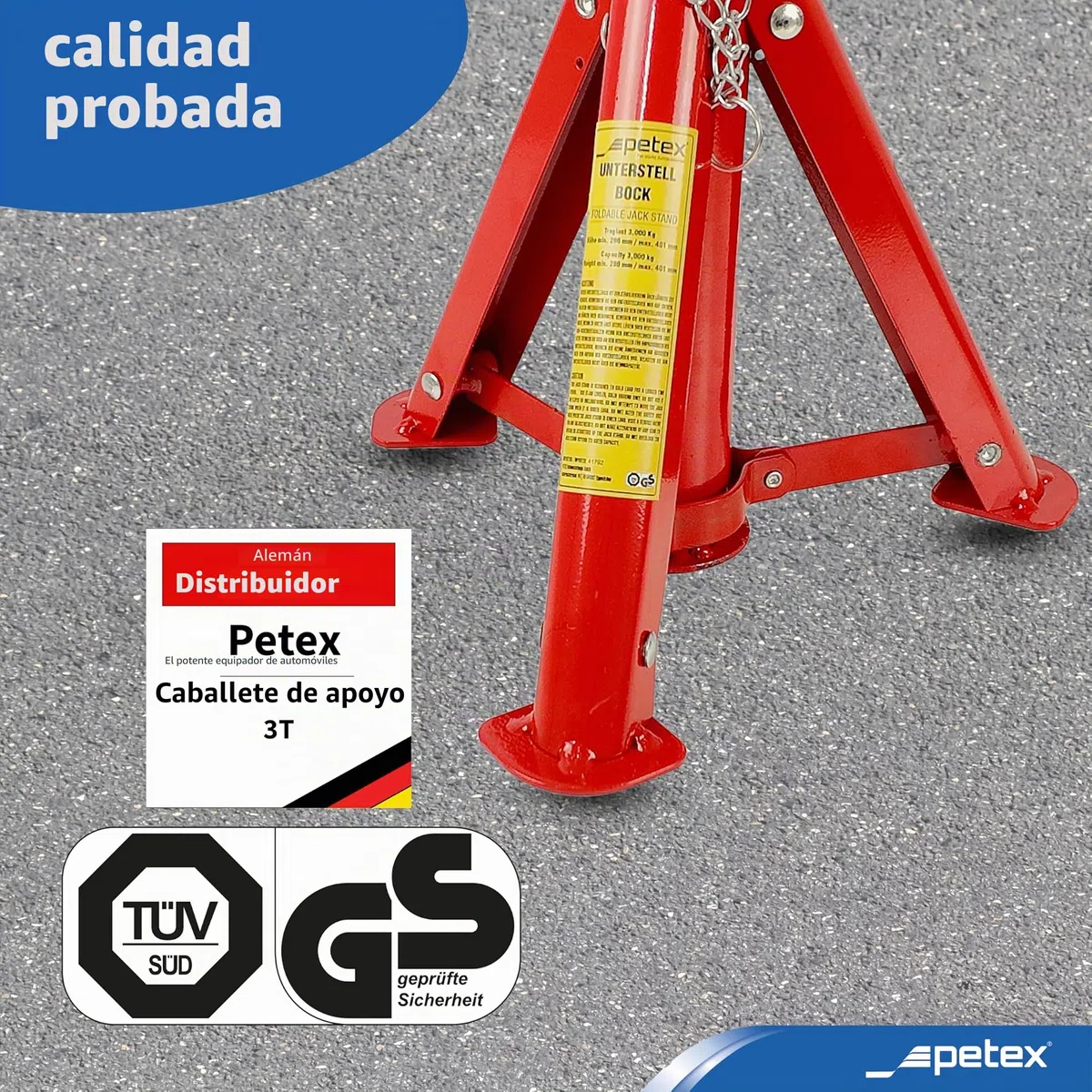 PETEX Juego de 2 caballetes Ajustables y Plegables, 3 t, Color Rojo