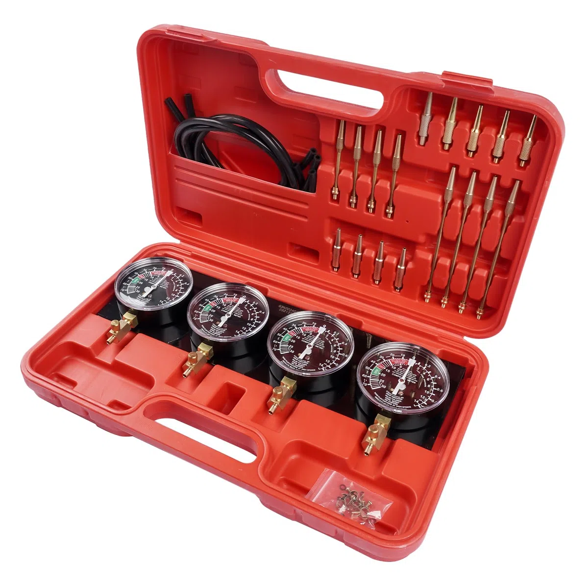 1Set comprobador sincronizador carburador Metal Rojo 4 Relojes sincronizadores comprobador sincronizador