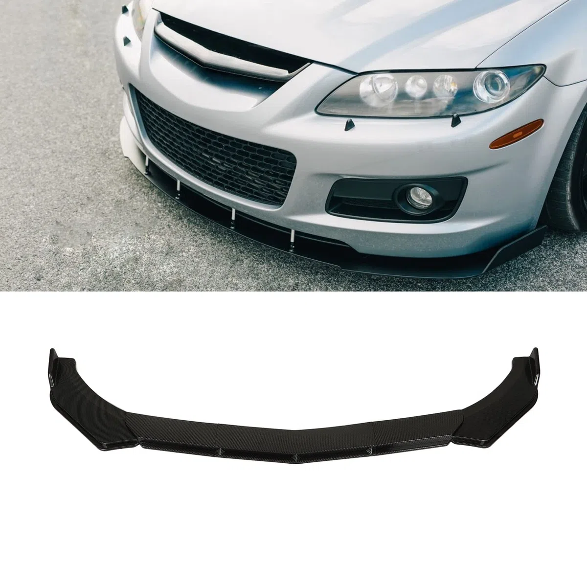 5 Piezas Difusor de Parachoques Delantero Canard Protector, KIMISS 110 a 140 Mm Parachoques Delantero Spoiler Splitter CarFront Bumper Lip Body Kit Anticolisión Universal para (Estilo de fibra de