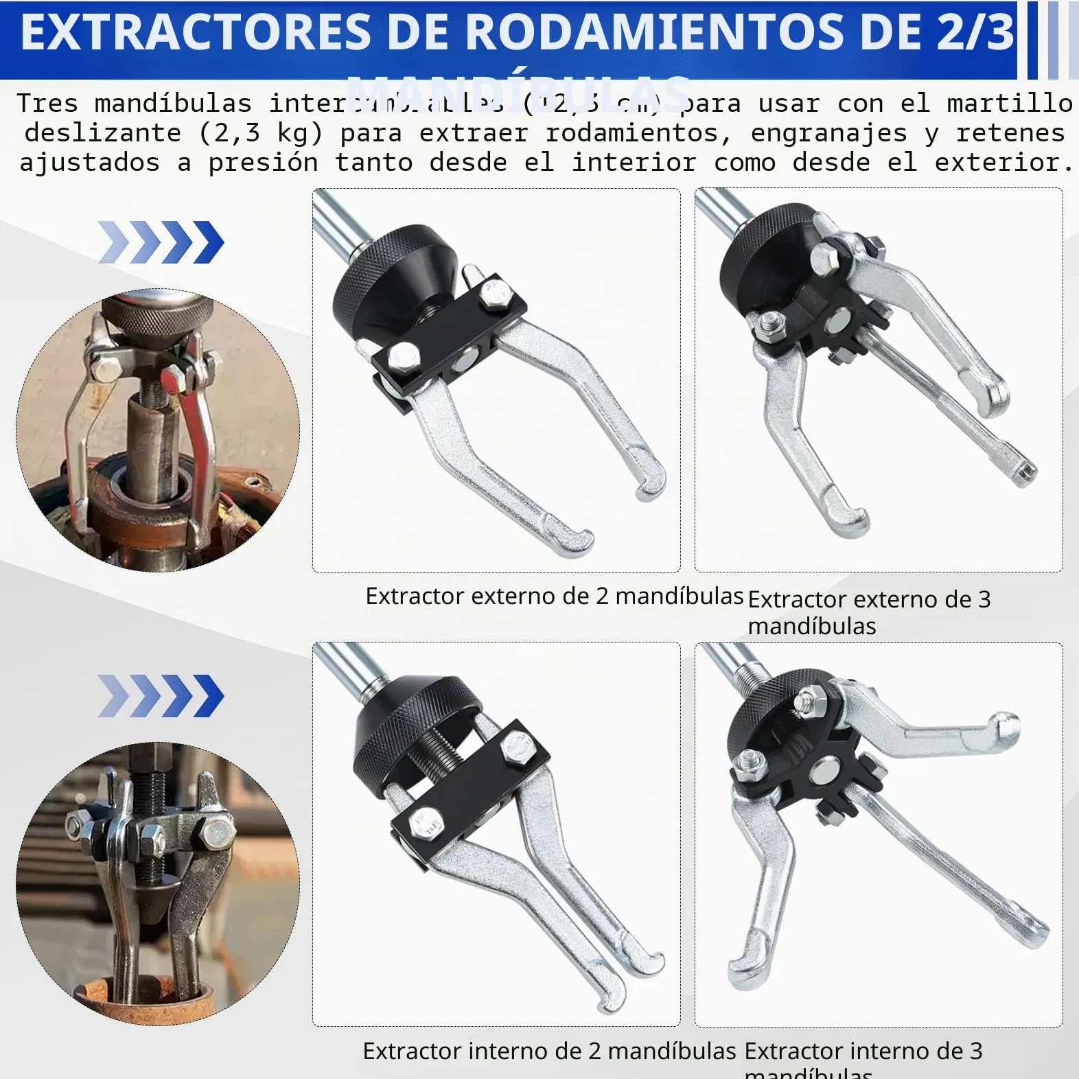 FreeTec 8 en 1 Extractor de Martillo Inercia, Extractor Bujes y Rodamientos con Martillo Deslizante, Extractores Buje Trasero, 3 Garras Extractores Rodamientos Internos, Extracción Abolladuras Coche