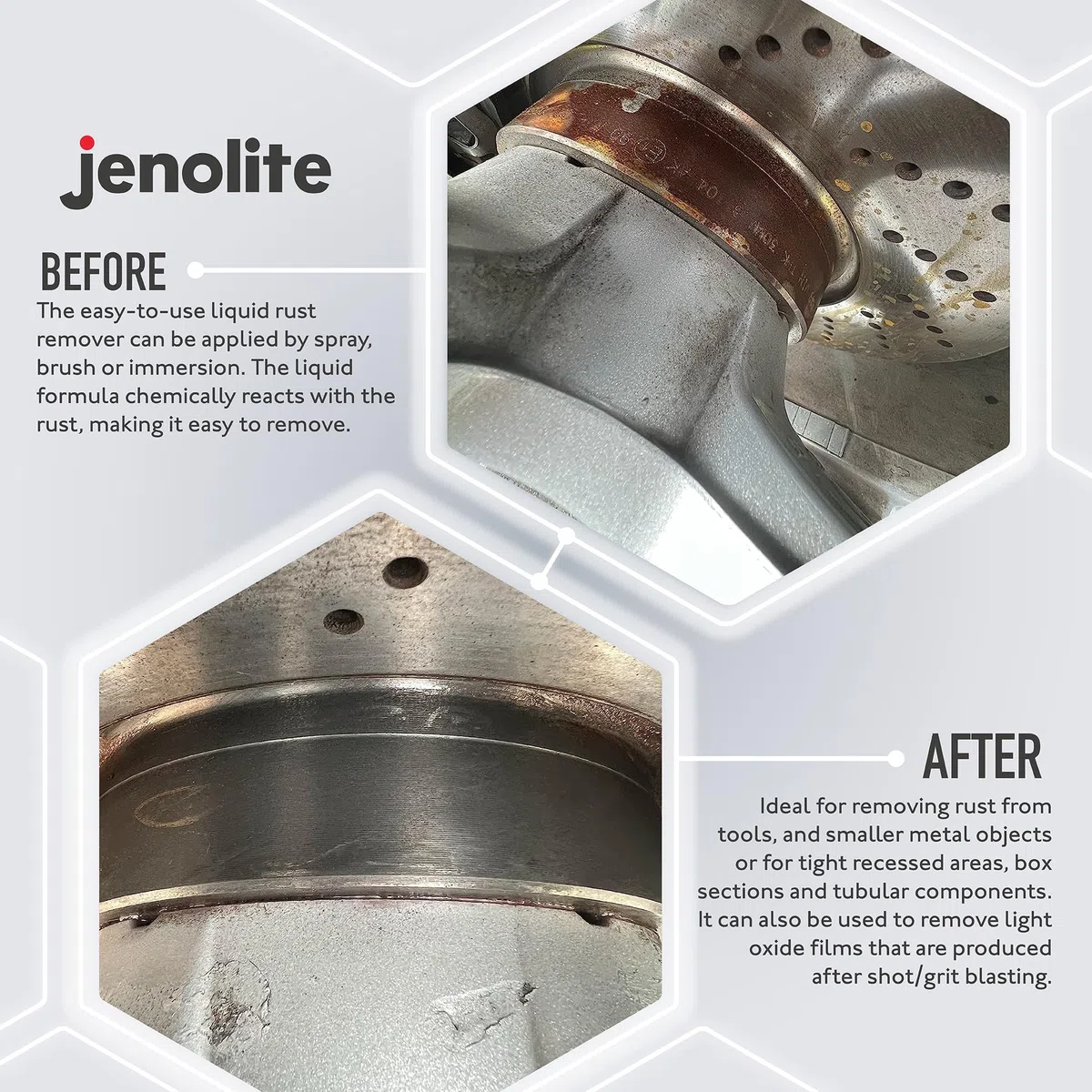 JENOLITE Original Líquido removedor de óxido | TRATAMIENTO DE ÓXIDO | Eliminador de óxido de acción rápida | elimina el óxido de nuevo al metal desnudo | 1kg