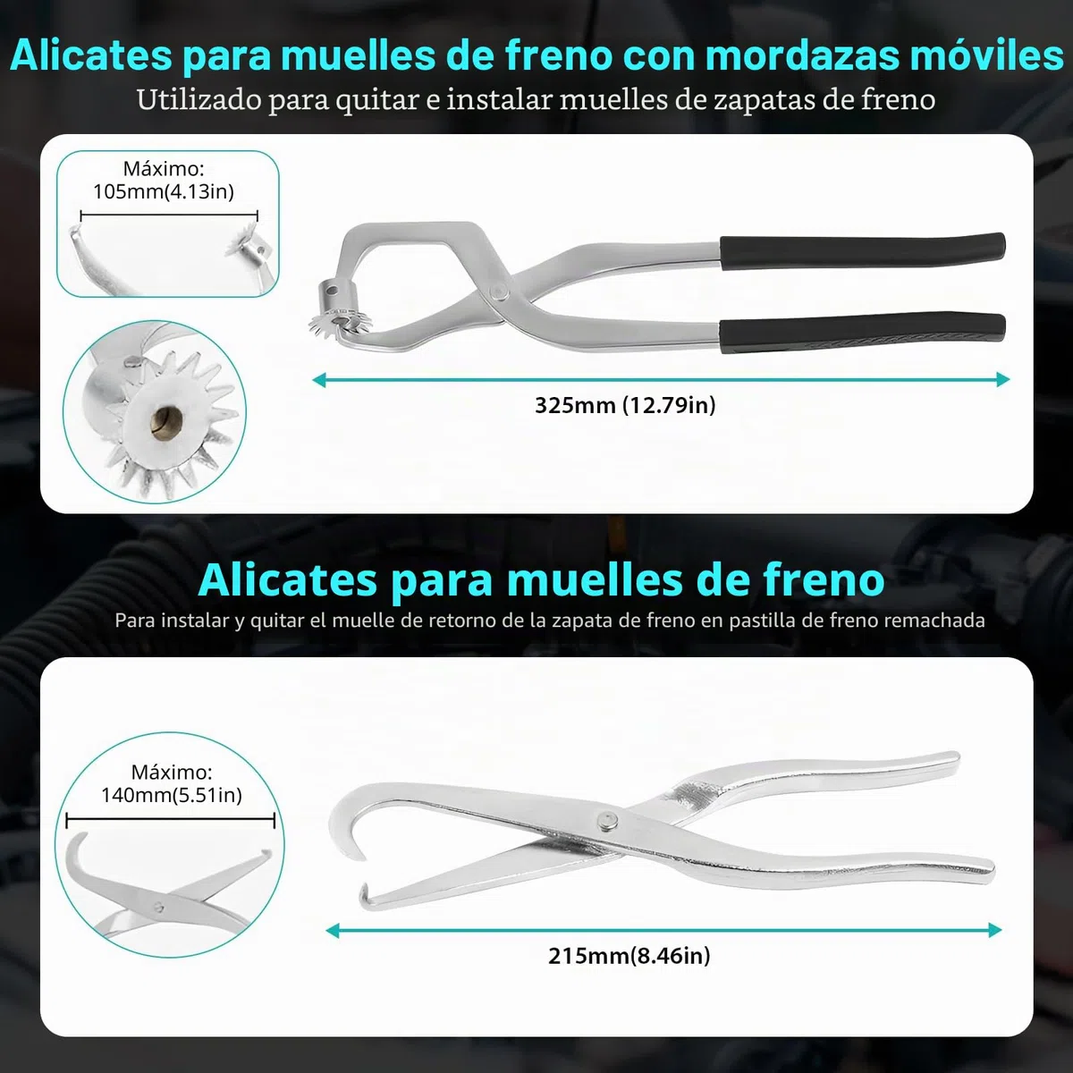 LIROPAU Juego de herramientas de tambor de freno de 15 piezas, juego de herramientas para tambor de freno para cambiar/limpiar sistemas de freno de disco y tambores
