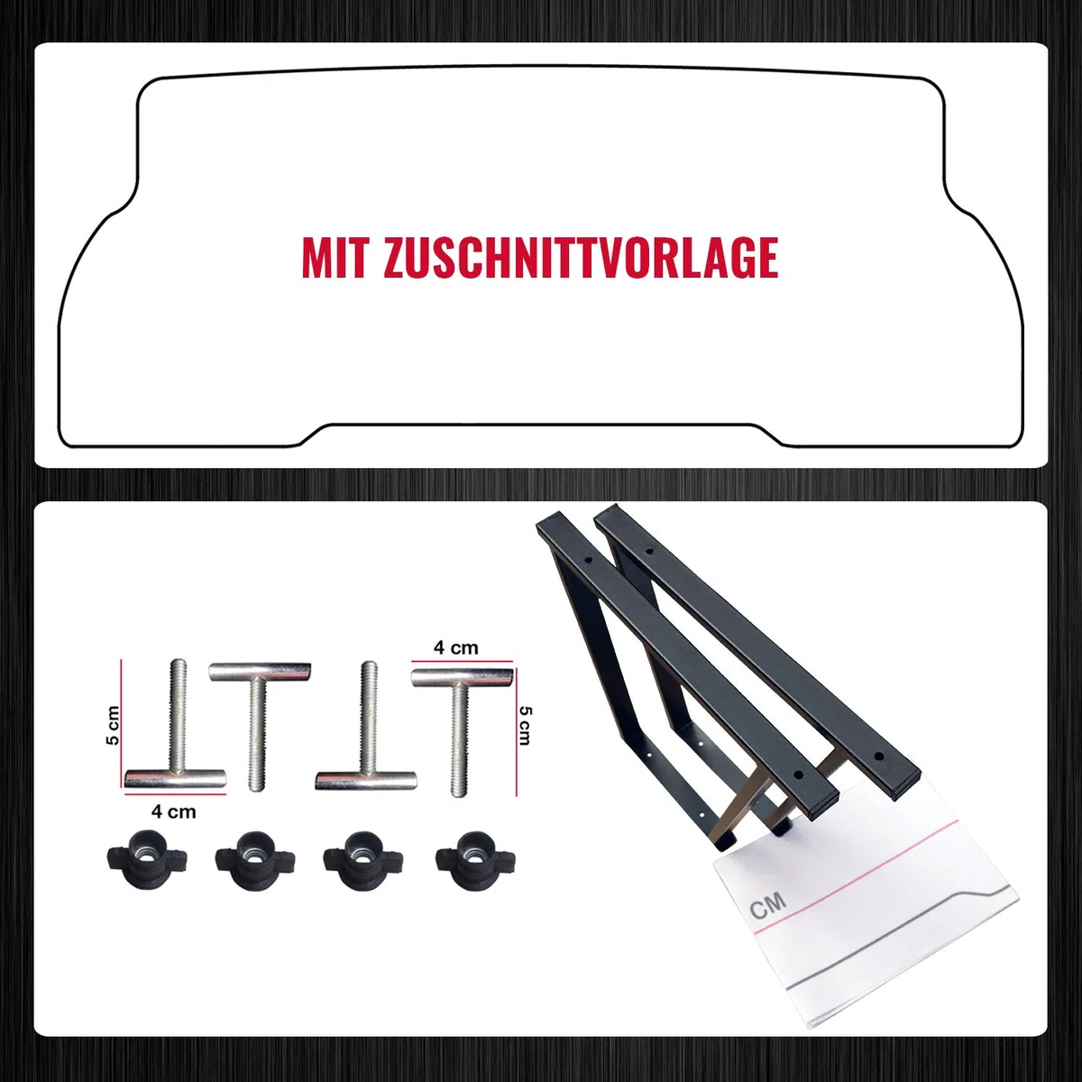 BREMER SITZBEZÜGE Consola multiflex con Recubrimiento de Polvo Compatible con VW Multivan T5 T6 T6.1 / T5 Accesorios/T6 Extensión de Cama/Altura 51 cm 2 Unidades en Negro