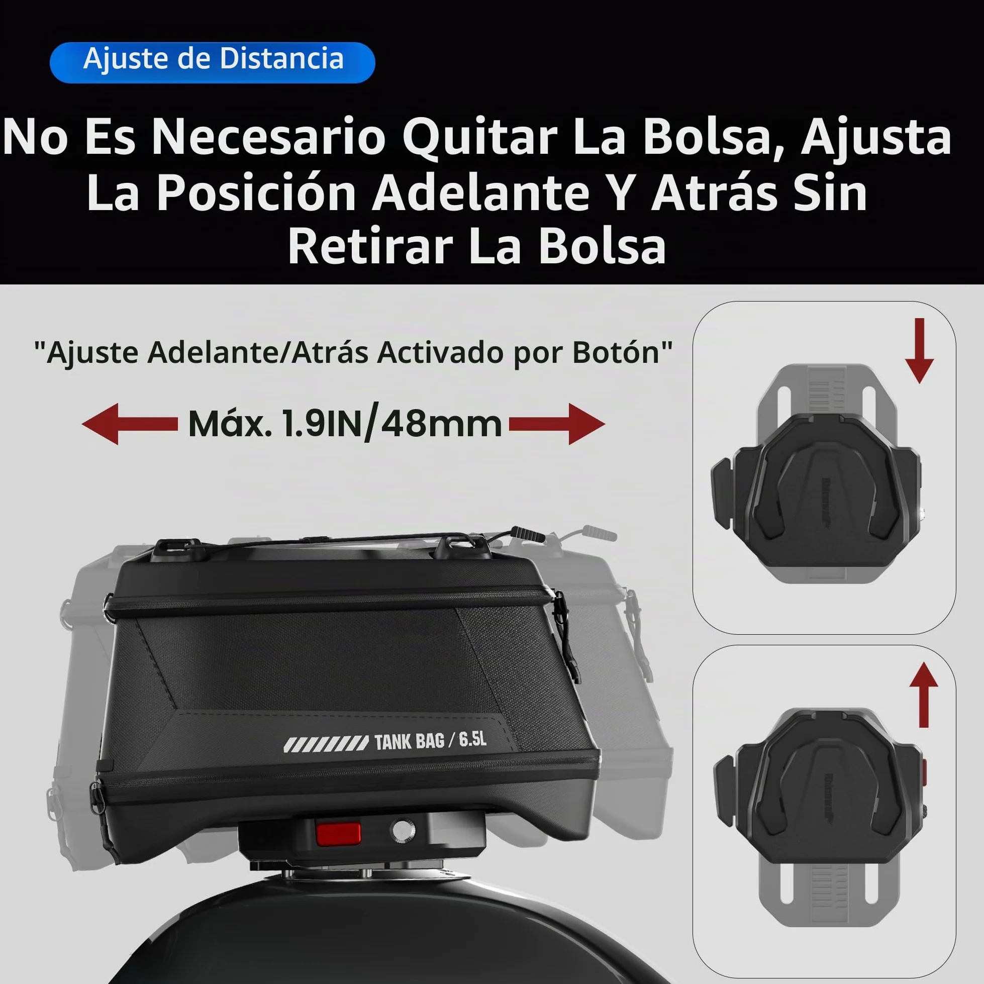 Rhinowalk Bolsa magnética de Tanque de Motocicleta Quick Release 5-6.5L Capacidad Ampliable Bolso de Tanque de Motocicleta con protección contra la Lluvia