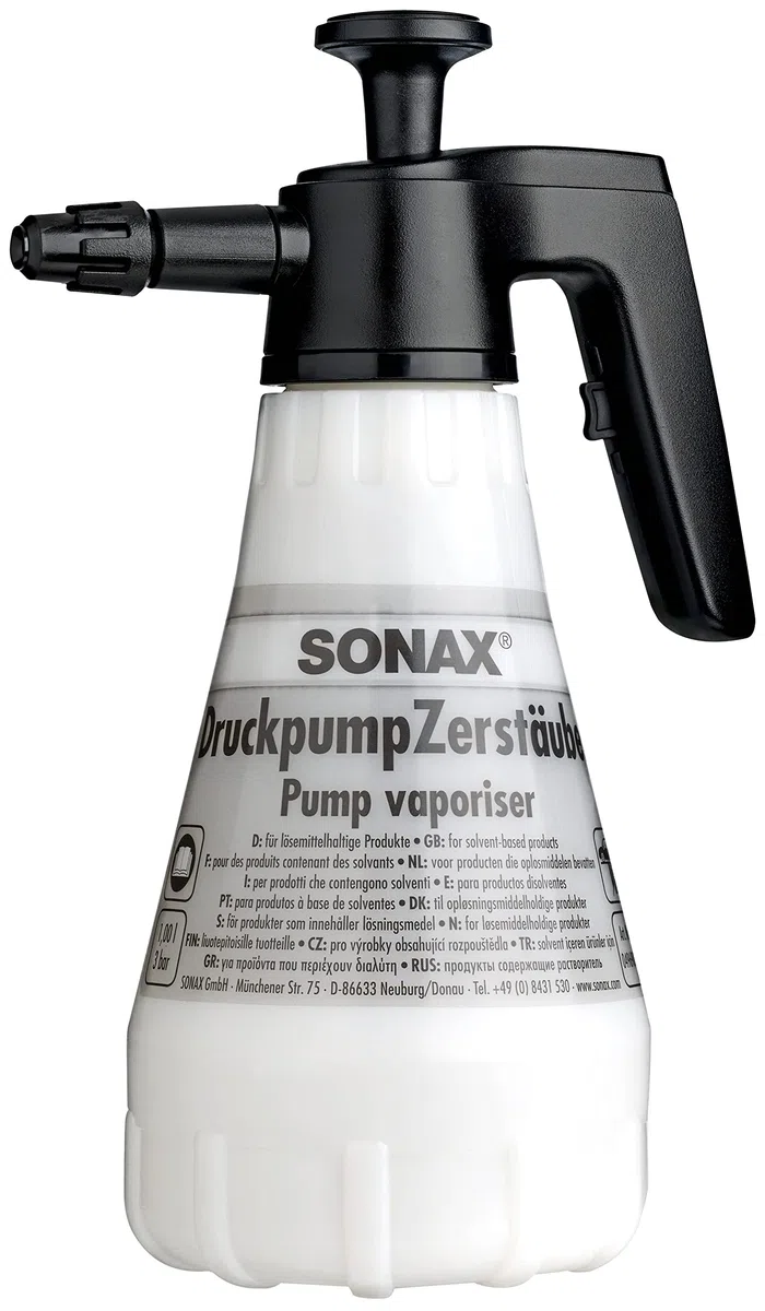 SONAX Pulverizador de Bomba (1 Unidad) de presión Resistente a los disolventes 1 Litro | N.° 04969000