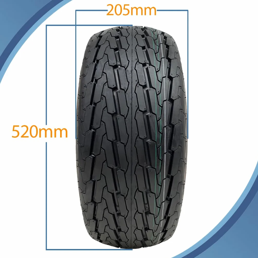 Parnells - Kit de Remolque de Alta Velocidad - 2 Neumáticos de Remolque 20,5x8,00-10 y Llanta de Rueda 6,00x10 4/100 + 2 Cubos y Manguetas + 1 Enganche de Acero Prensado - 750 kg, E-Marked Road Legal