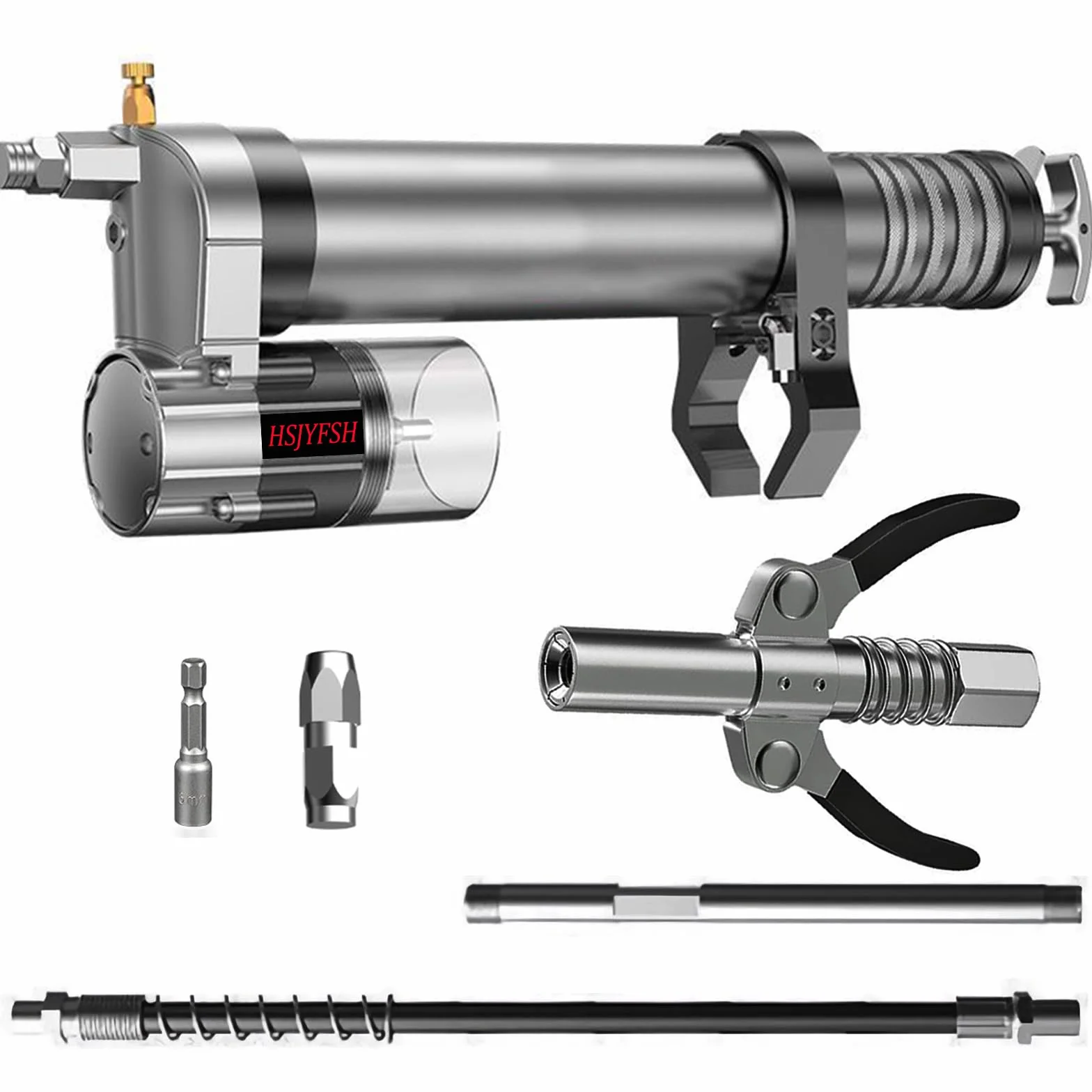 Adaptador de pistola de grasa, convierte herramienta neumática, taladros inalámbricos y controladores de impacto en pistola de grasa eléctrica, cabezal de pistola de conversión universal con acoplador