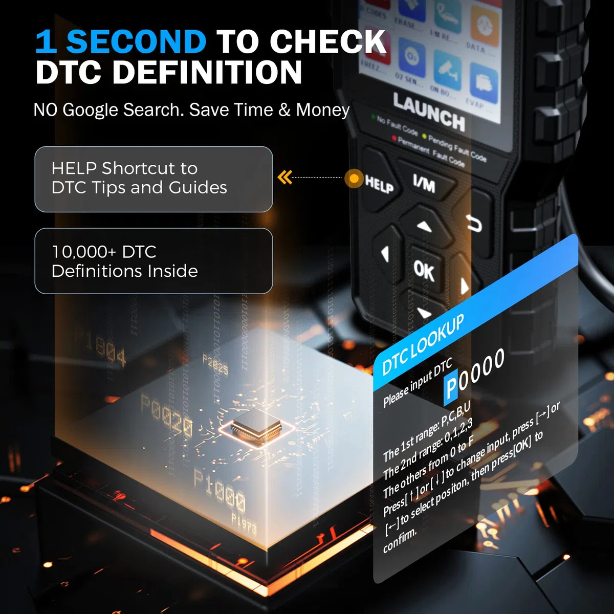 Launch CR529 Interfaz de Diagnosis Code Reader OBD2 Lector y Apagado Luz de Error Motor Datos en Tiempo Real Prueba de Emisiones Sensor O2 y Prueba EVAP