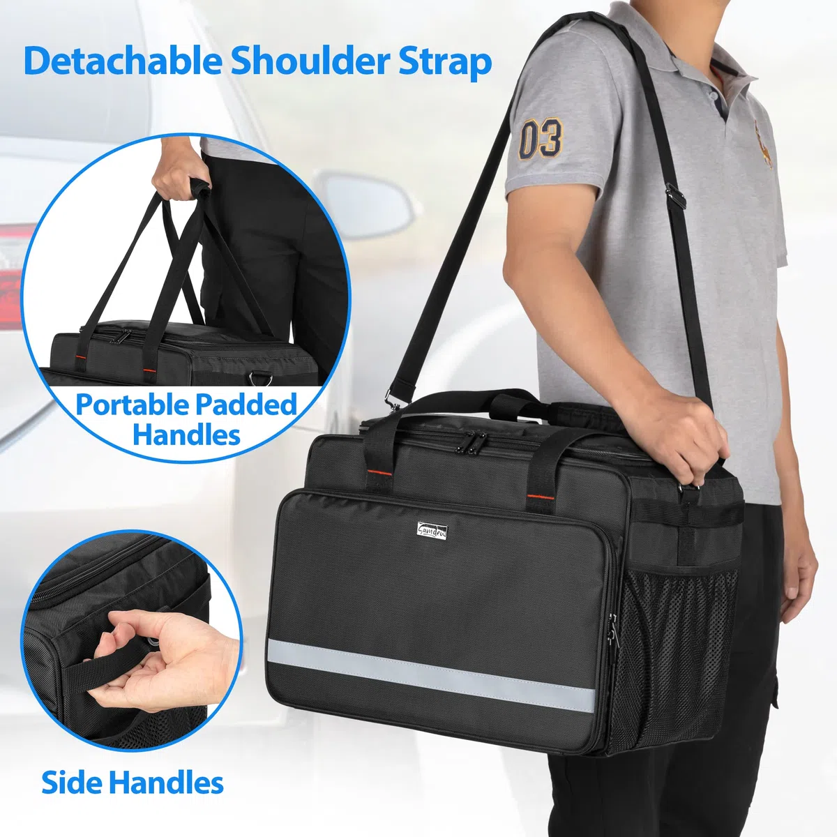samdew Bolsa de Detalles Grande, Organizador de Detalles para Almacenamiento de Suministros de Detallado Automático, Caddy de Limpieza de Coches para Herramientas de Lavado de Vehículos, Solo Bolsa