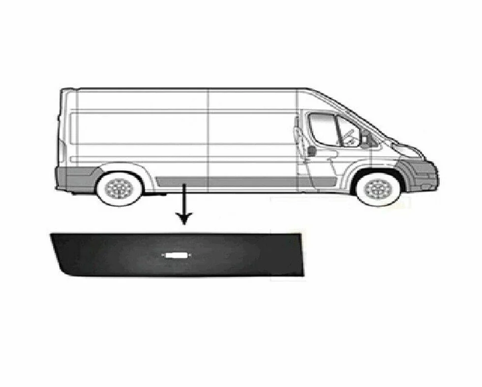 Panel de moldura lateral trasera derecho compatible con Ducato, Boxer, Jumper 2007-2019 de ATU, Negro, Plástico, Cromo, Ajuste específico del vehículo