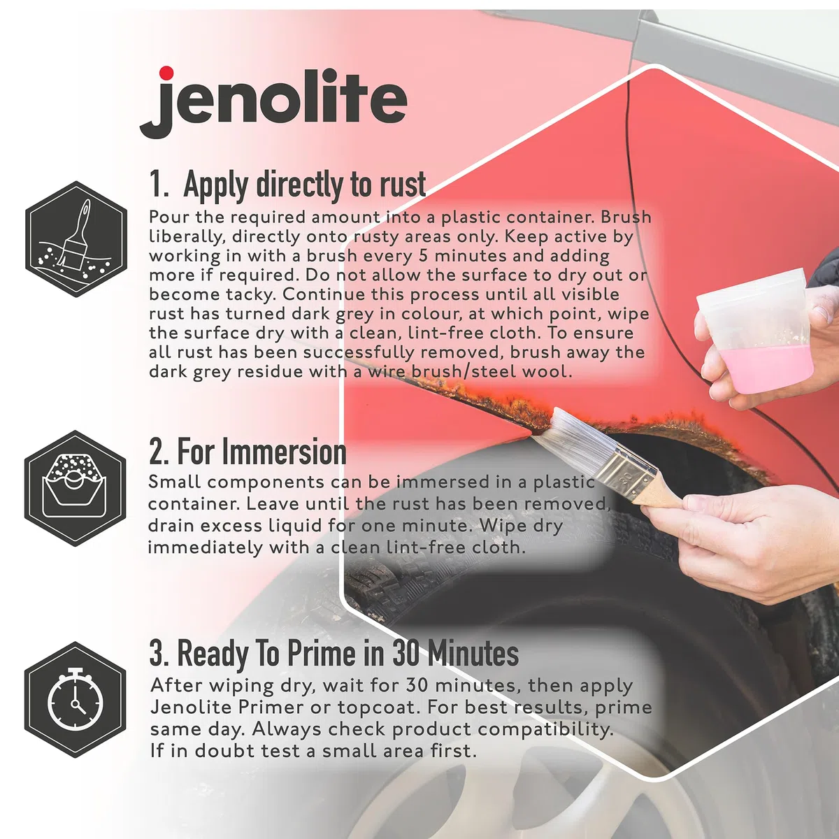 JENOLITE Original Líquido removedor de óxido | TRATAMIENTO DE ÓXIDO | Eliminador de óxido de acción rápida | elimina el óxido de nuevo al metal desnudo | 1kg