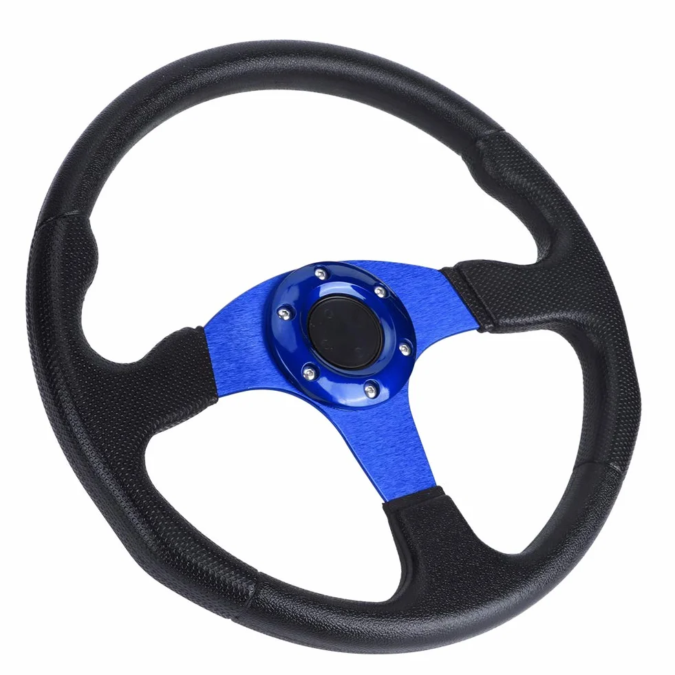 Tbest Volante, Volante, 350Mm Volante Plano350Mm14In Racing Car Sport Volante Deep Dish 6 Tornillos Universal Modificado Accesorionegro (Azul)
