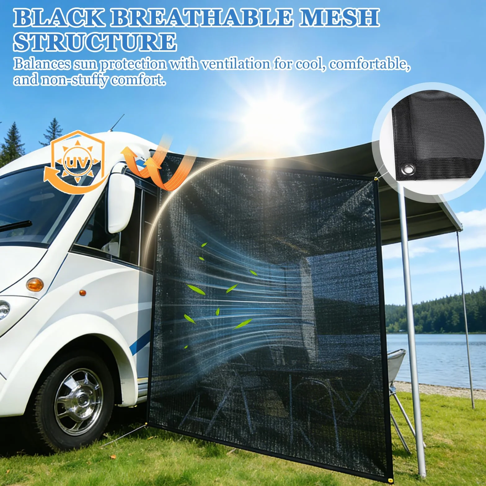 Avance Caravana Universal 2.1 x 2.5 m, Toldo Camper Furgoneta Lateral, Toldo Caravana Camping, Toldos Delantero, Protección UV, Protección de la Privacidad, Impermeable