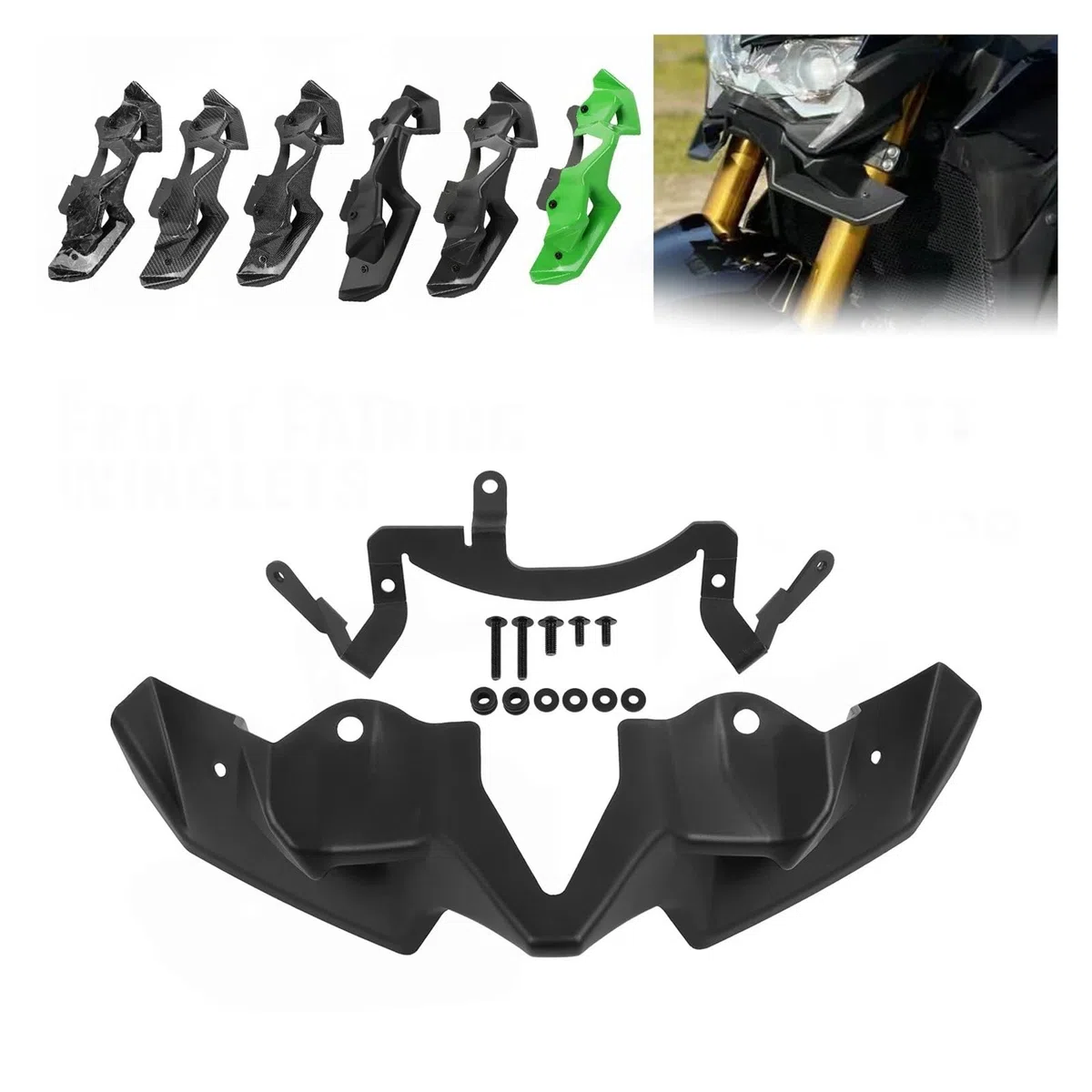 Piezas De Motocicleta para Kawasaki Z900 Z 900 2020-2024 Alerón Delantero Aerodinámico Alerones Delanteros Desnudos Kit Deflectores De ala Aerodinámicos Alerón Moto(Forging Pattern)
